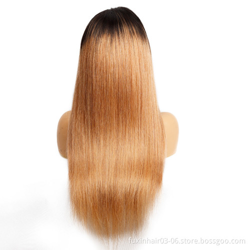 1B 27 30 Blonde Brazilian Straight Lace Front Wig 13x4 Colored Ombre Human Hair Wigs Pre Plucked Remy Brown Lace Front Wig